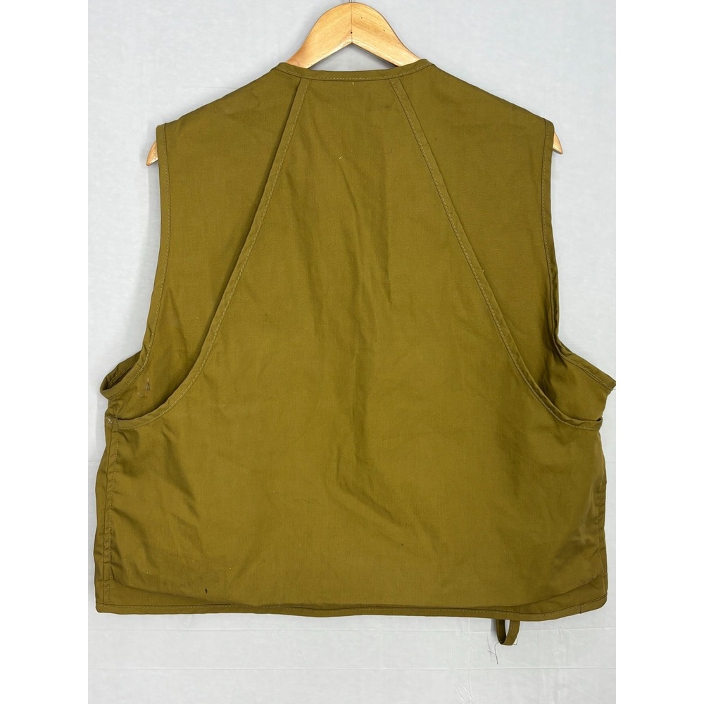 Ideal Zip Front Fishing Vest Mens Olive Drab Green Utility Pockets Large Vintage - Picture 2 of 7